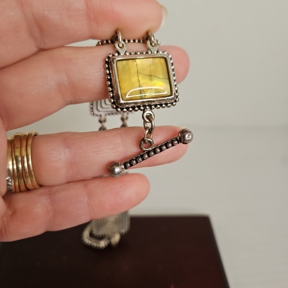 Vintage Premier Designs Reversable Panel Bracelet  Lucite Marbled Link  8"